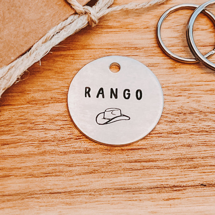 Cowboy Pet ID Tag Laser Engraved - Cowgirl Hat