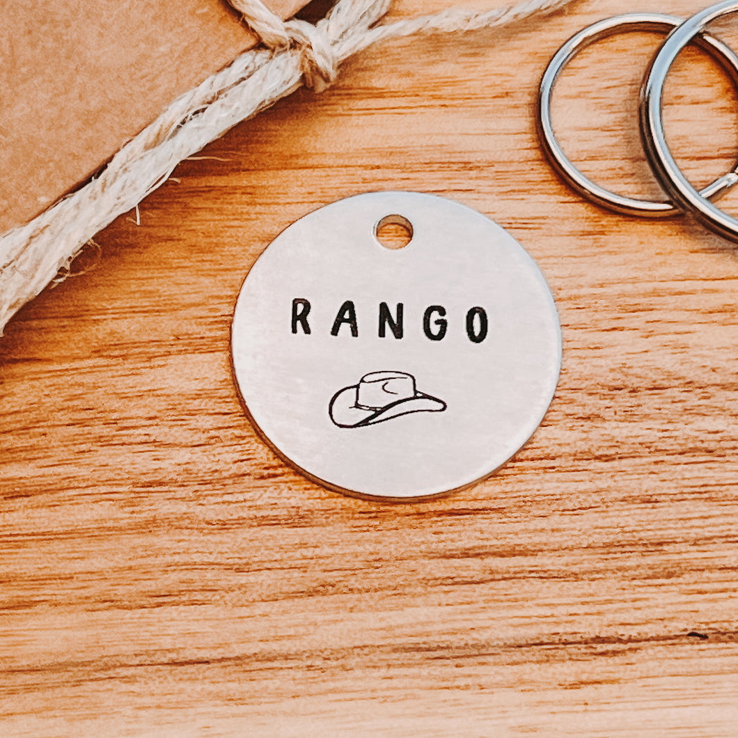 Cowboy Pet ID Tag Laser Engraved - Cowgirl Hat