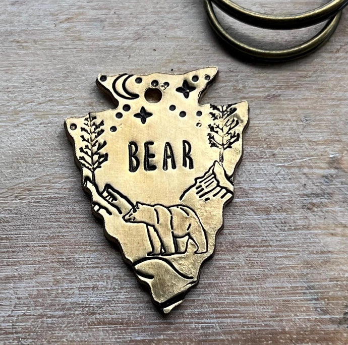 Arrow Head - Bear in the Woods Pet ID Tag
