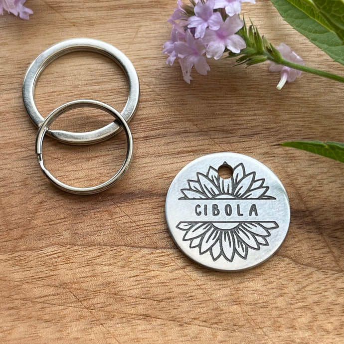 Sun flower Pet ID Tag Laser Engraved