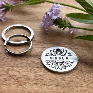 Sun flower Pet ID Tag Laser Engraved