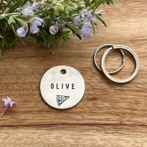 Pizza Pet ID Tag Laser Engraved - Olive