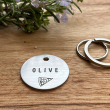 Pizza Pet ID Tag Laser Engraved - Olive